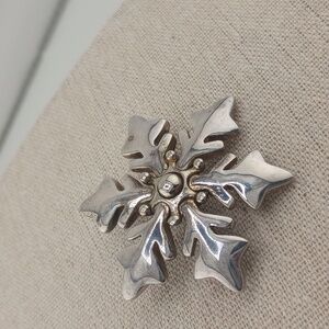 MJ  Silvertone Snowflake Pendant 2in Brooch